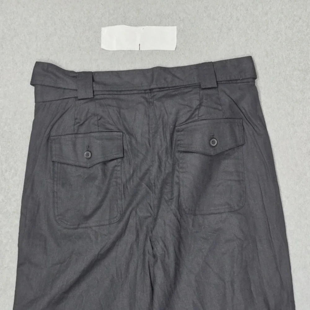 Banana Republic Women Pants 12 Black Cotton Linen Coastal‎ Beach NWT
